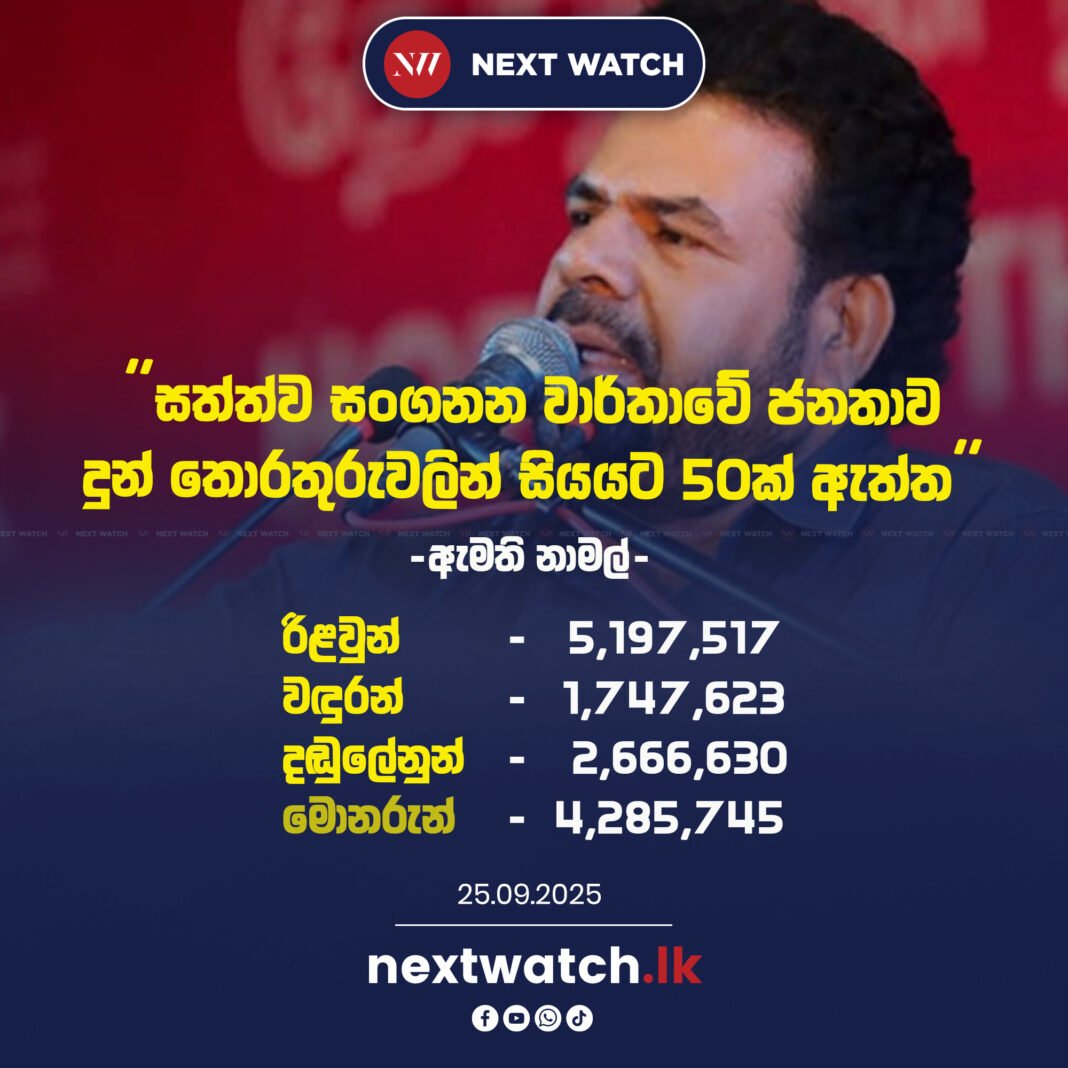 සත්ත්ව සංගනන වාර්තාවේ ජනතාව දුන් තොරතුරුවලින් සියයට 50ක් ඇත්ත – ඇමති නාමල්