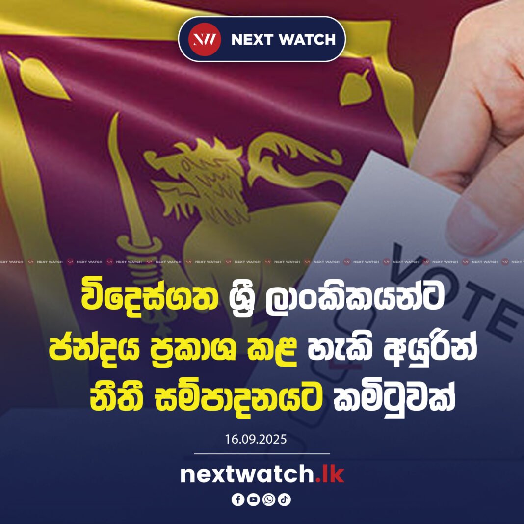 විදෙස්ගත ශ්රී ලාංකිකයන්ට ජන්දය ප්රකාශ කළ හැකි අයුරින් නීතී සම්පාදනයට කමිටුවක්