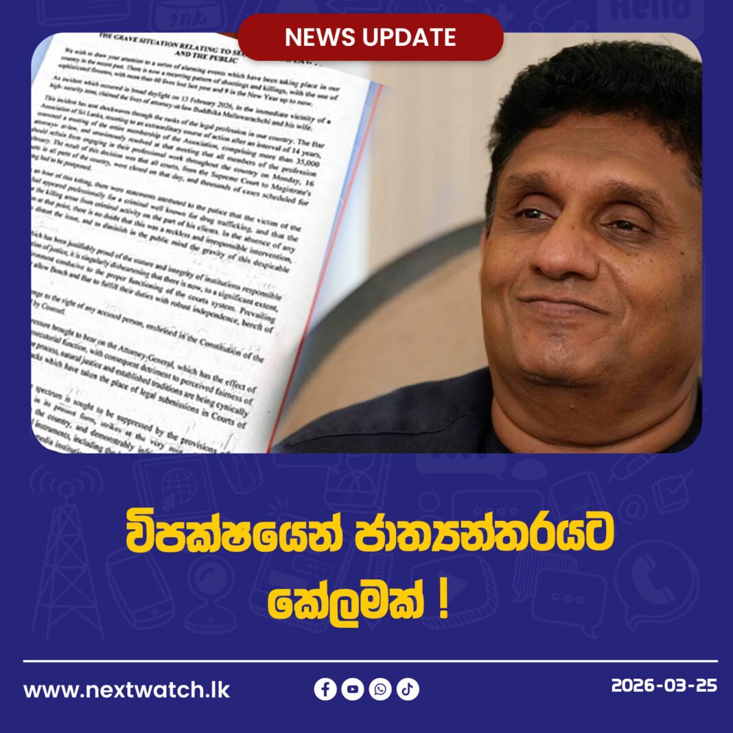 විපක්ෂයෙන් ජාත්යන්තරයට කේලමක්!